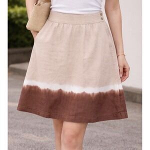 VTG OLD NAVY Linen Cotton Blend Just Below Waist Two Tone Skirt Y2K Ombré SZ 1